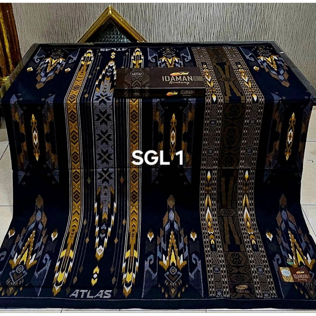 sarung atlas idaman kembang motif BHS SGE,GSK BHS Sarung pria atlas