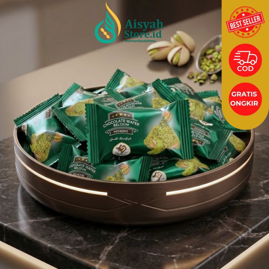 coklat pistachio Belgium wafer cemilan makkah madinah