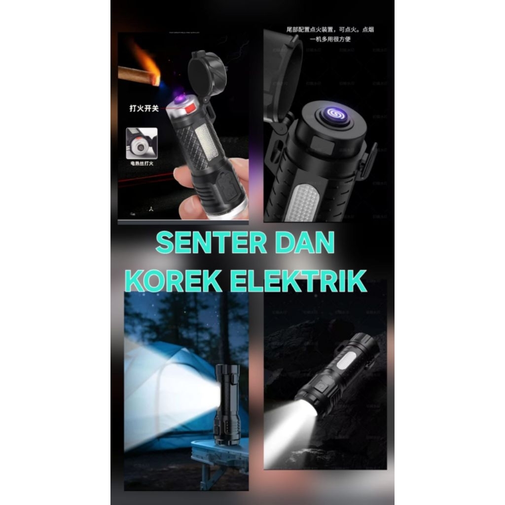 senter korek 4200 lumen lampu senter elektrik senter 3 mata led senter korek elektrik