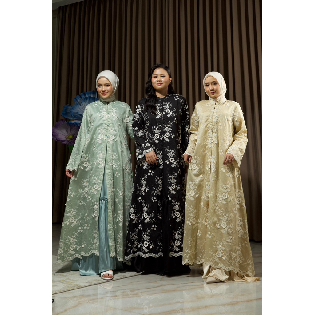 Gamis 2 in 1 bahan Papersilk bordir timbul mix iner armanisilk ori By Edness Kayla