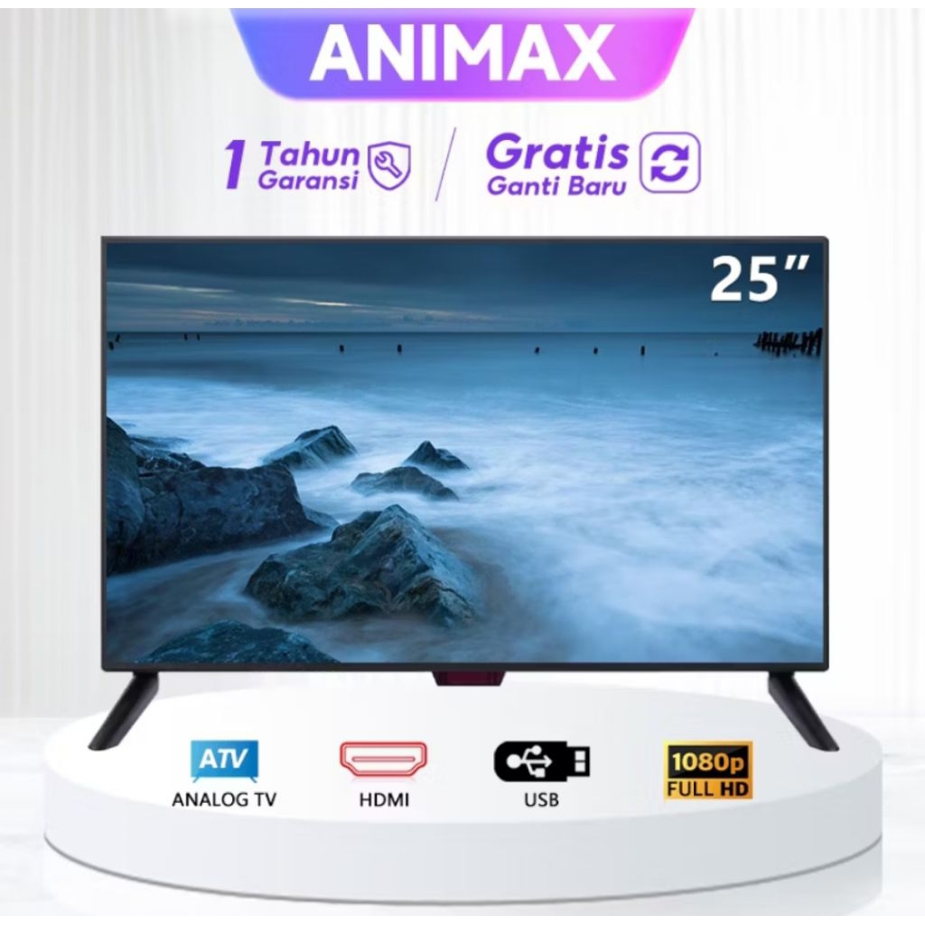 NEW ANIMAX LED TV FHD 25 INC GARANSI RESMI 1 TAHUN HARD PANEL