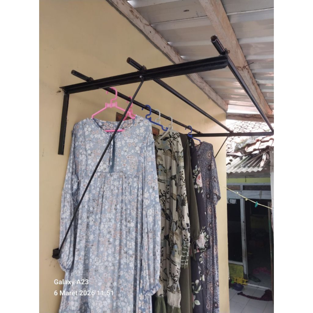 Jemuran Lipat Besi Kuat 150x75 cm | Jemuran Pakaian Besi Siku & Pipa Kokoh Anti Goyang