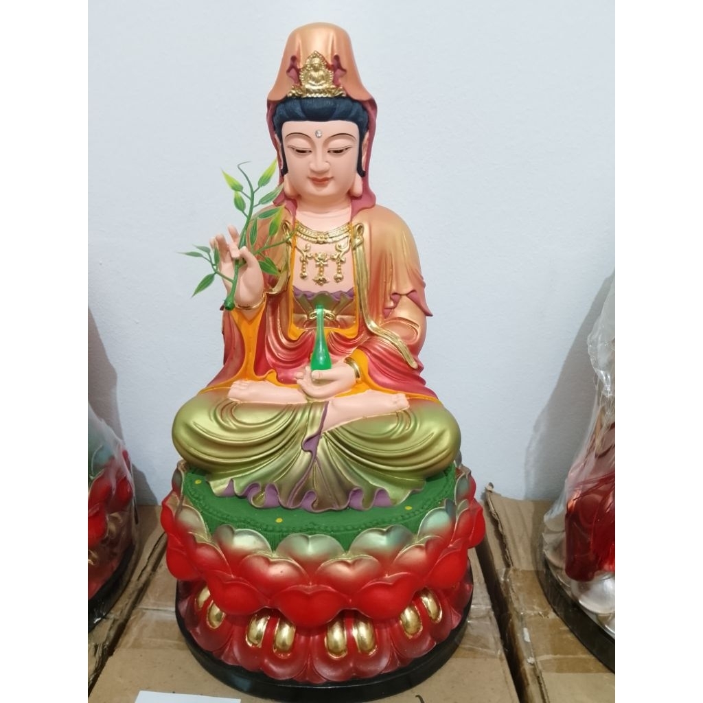 patung dewi kwan im / kwan in / guan yin - fiber - 16inch