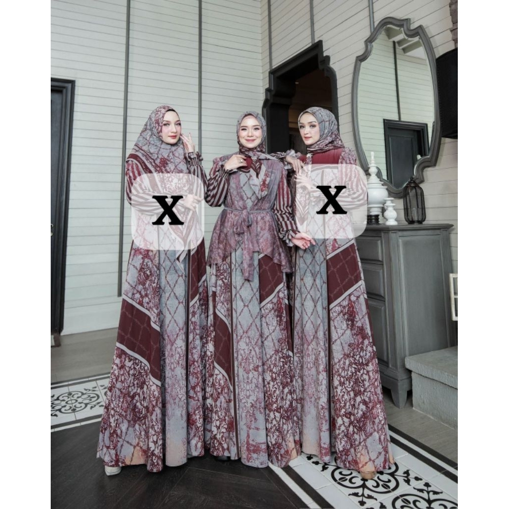 ADREENA 5 FAMILY COUPLE KELUARGA GAMIS SCARF KHIMAR DAILY DRESS BY HALIZA SYARI