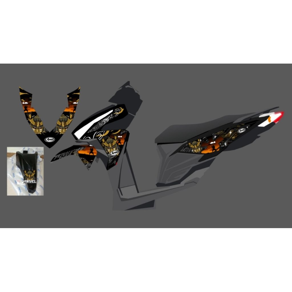 STRIPING TRANSPARAN HALF DECAL VARIO LED OLD CUSTOM ARAI