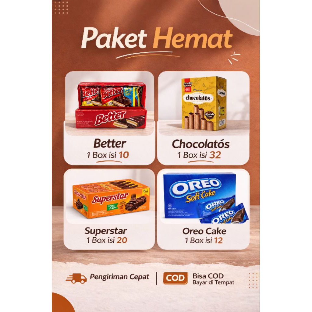 Paket Snack Keluarga Hemat | Beng Beng Chocolatos Superstar Oreo Soft Cake