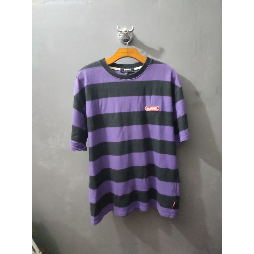 Kaos oversized Mahagrid stripe tee original  salur