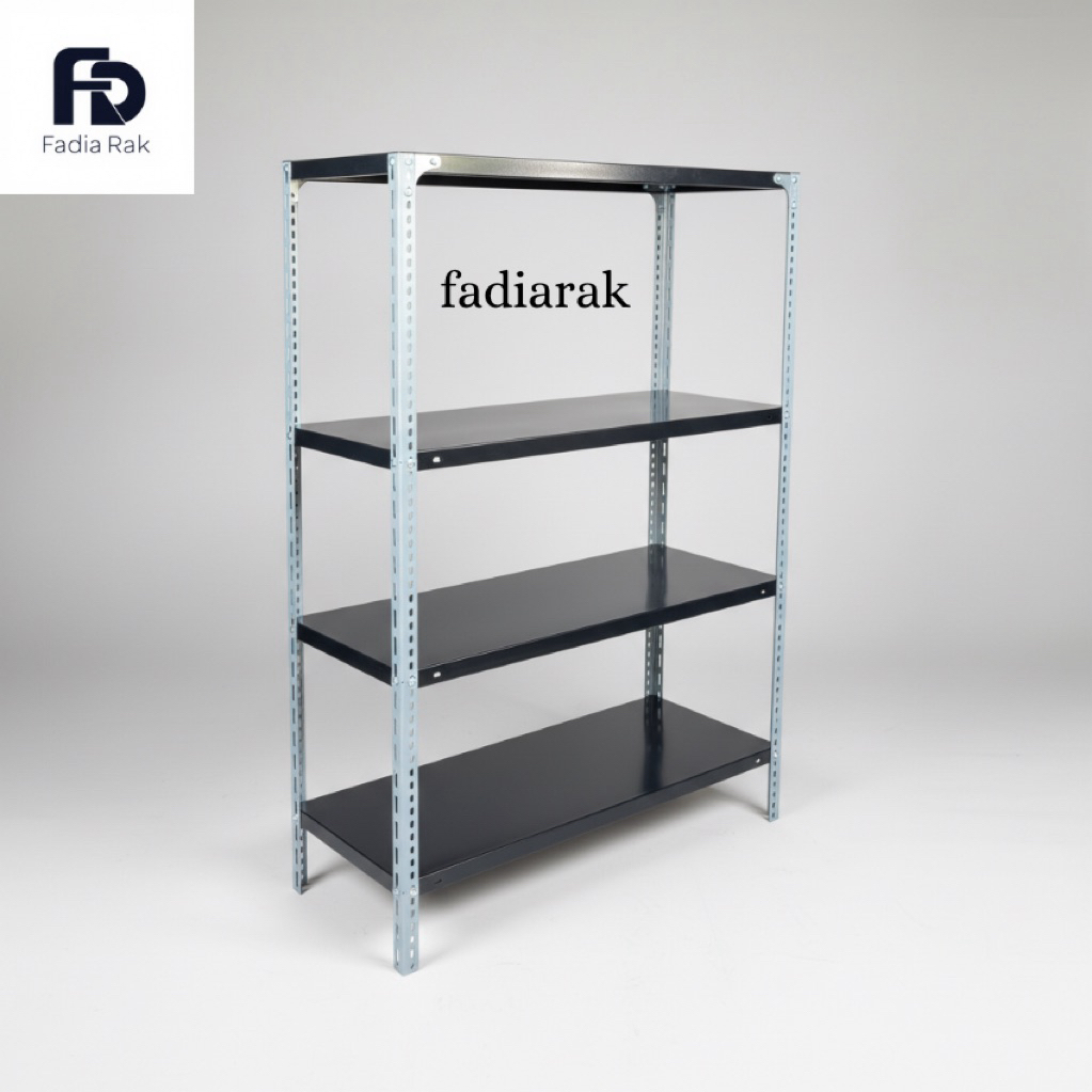 Rak Besi Siku Lubang 4 Susun Tingkat Gudang Arsip Buku Kantor Toko Warung