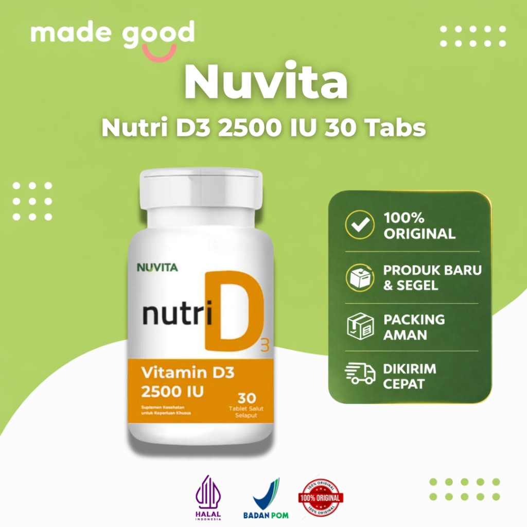 Nuvita Vitamin D3 2500 IU 30 Tablets Suplemen Vitamin D3 untuk Daya Tahan Tubuh