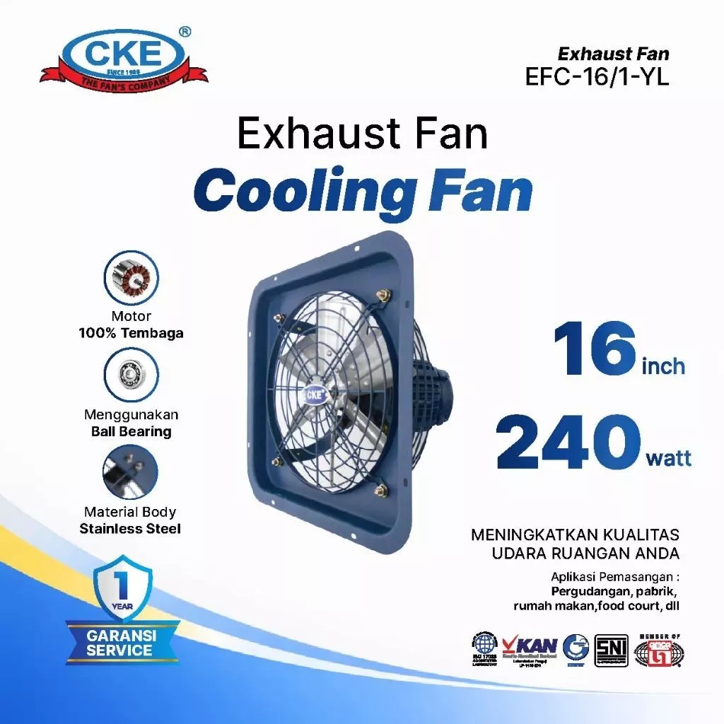 CKE Exhaust Cooling Fan 16 Inch Fan Rumah Toilet Industri Exhaust Fan Dinding 16"