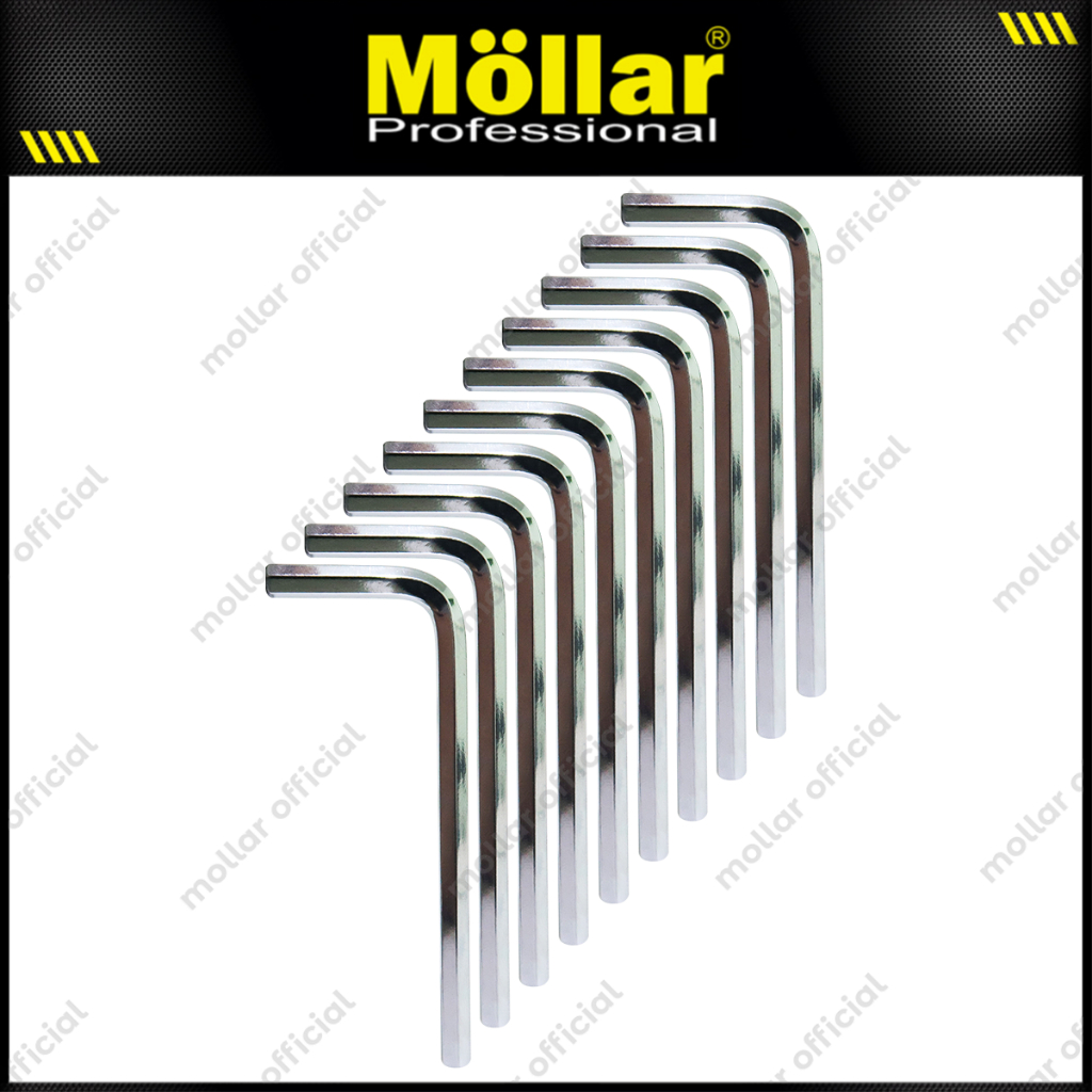 MOLLAR Set 10 pc Kunci L Pendek 5 mm Flat Hex Key Short Hexagon Wrench Original