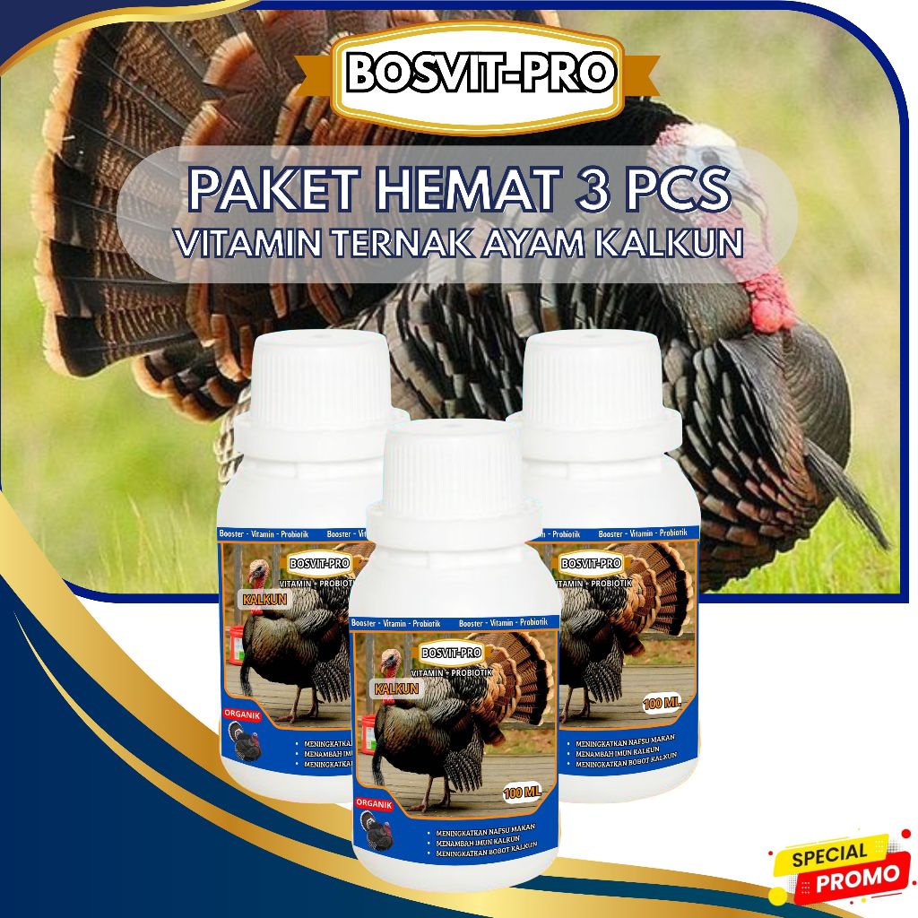 Vitamin Ternak Booster Ayam Kalkun Paket 3pcs - Meningkatkan Imunitas Kalkun - Booster Organik Cair
