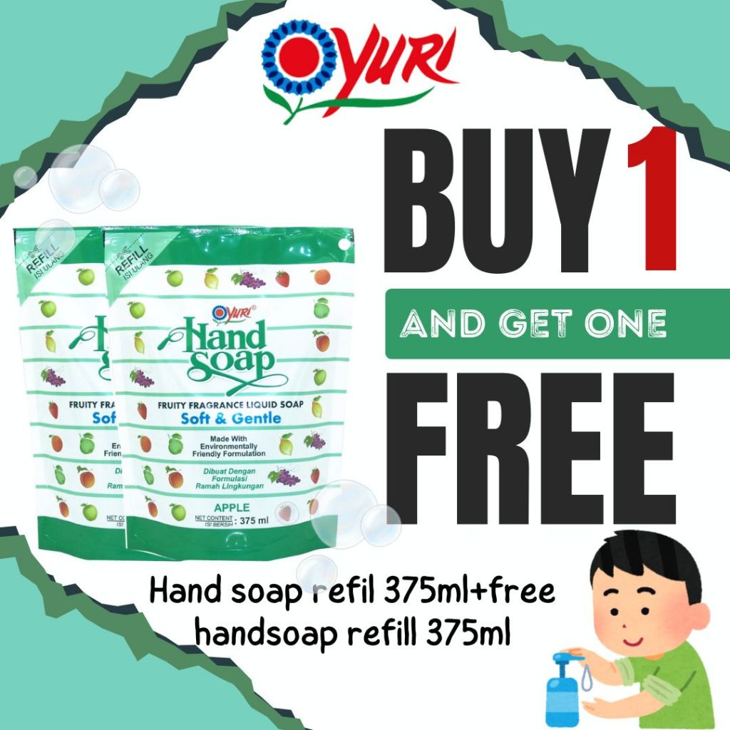 Buy 1 GET 1 YURI Hand Soap 375ml Hand Wash Sabun Cuci Tangan REFILL