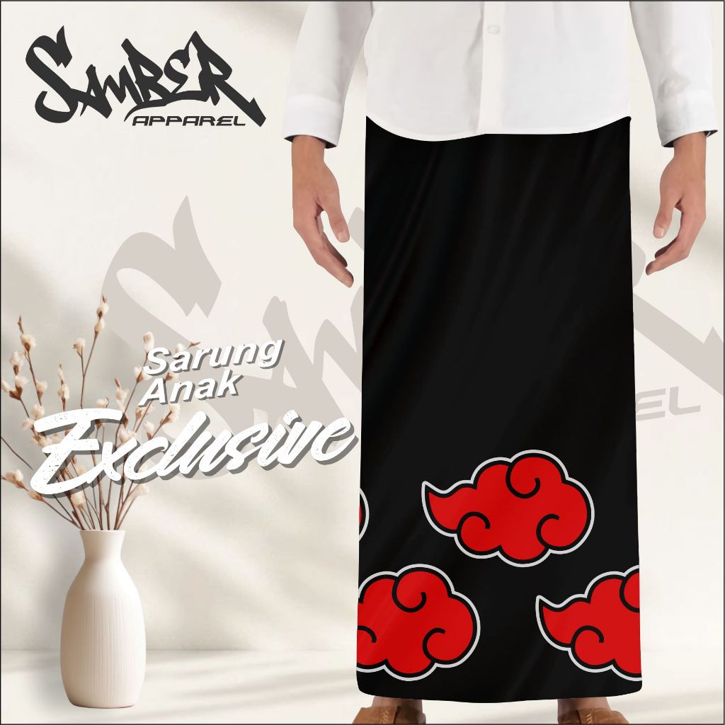 Sarung Anime AKATSUKI Motif Printing Anak Unizex - Series Naruto - Sarung Anak Adem Nyaman