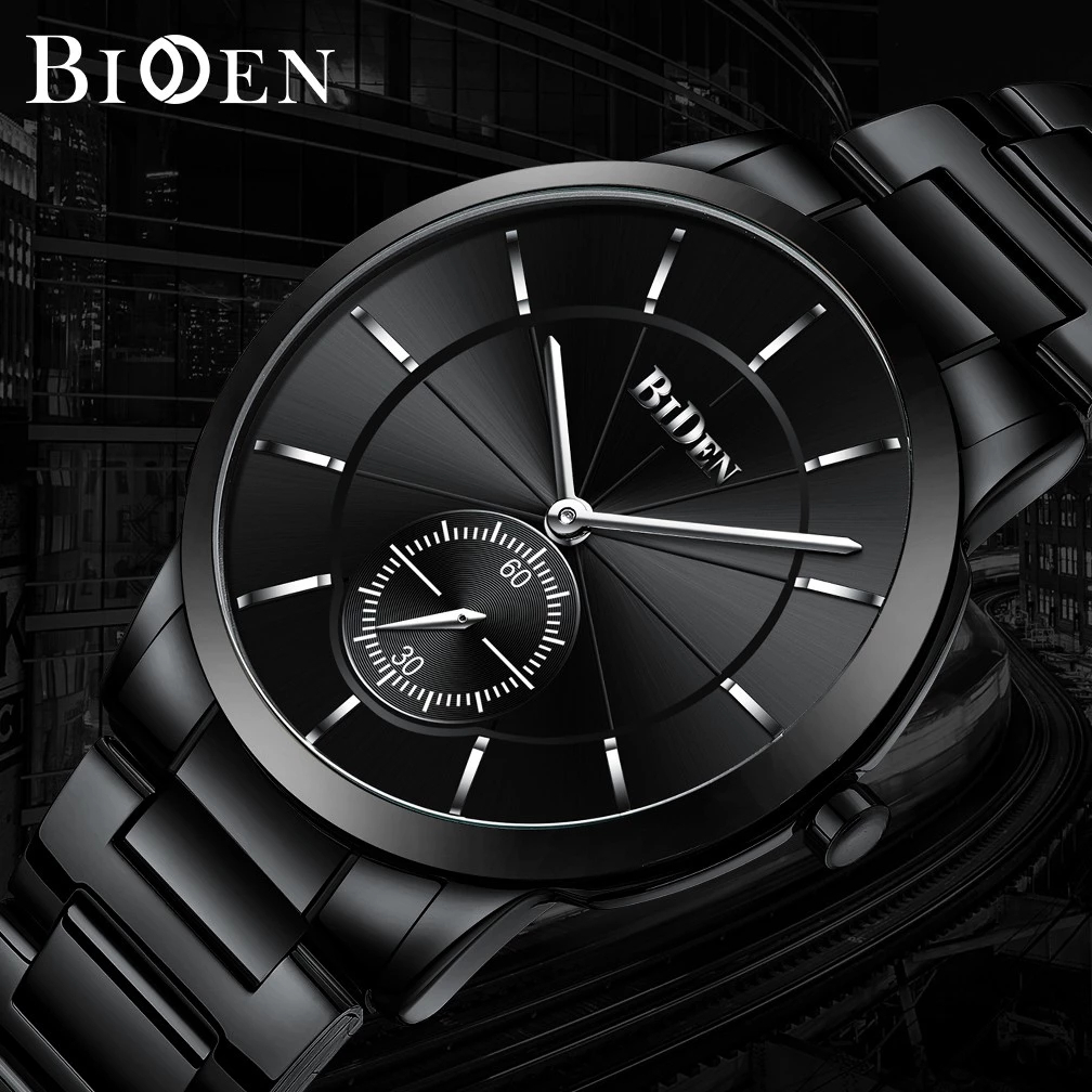 BIDEN 0178 Jam Tangan Pria Bisnis Santai Mode Anti Air Kuarsa Tali Stainless Steel Original