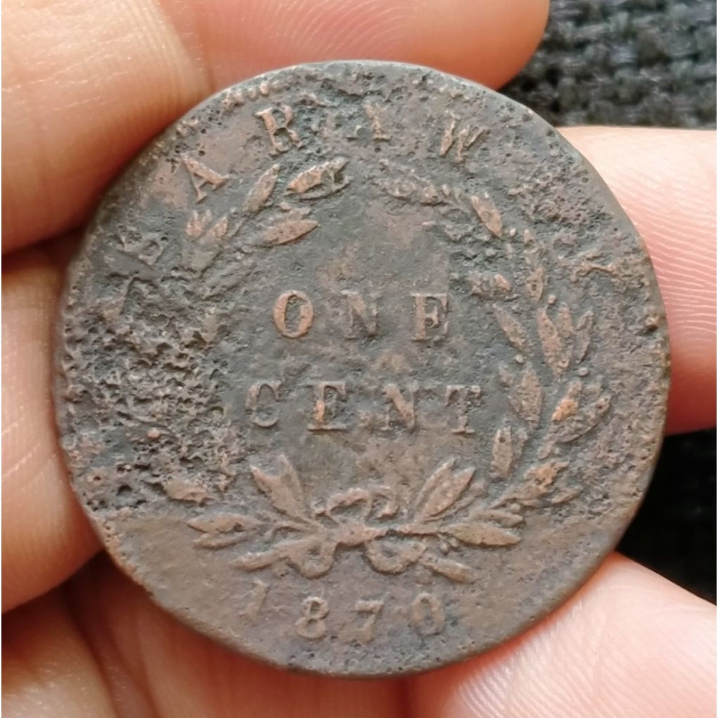 Fosil Koin Kuno Sarawak 1 Cent 1870 Rajah Brooke