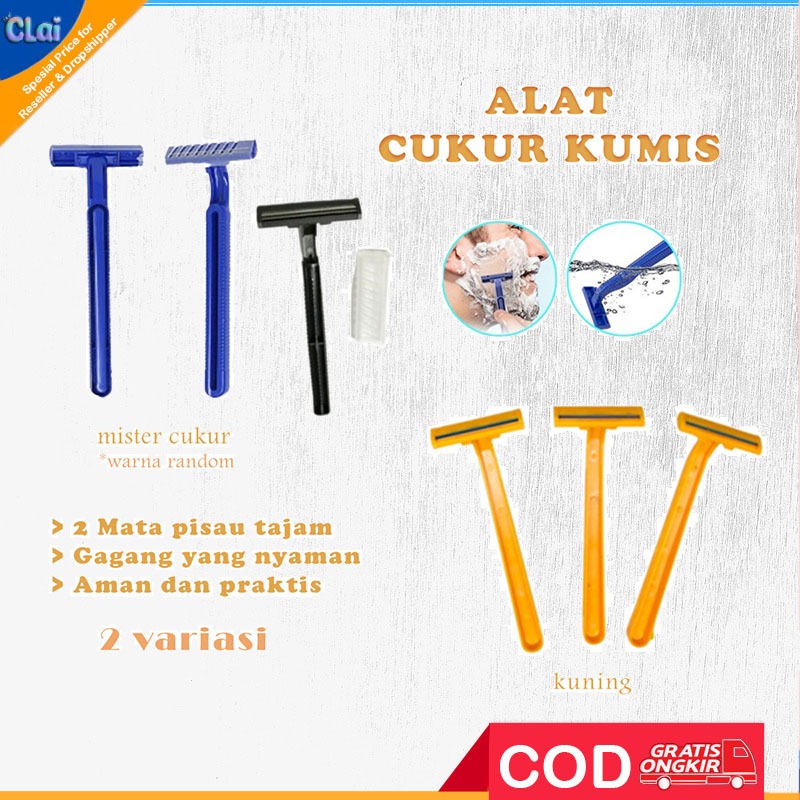 (clai) Alat Cukur Kumis Dan Jenggot 2 Mata pisau / silet cukuran / alat kerik potong bulu kemaluan