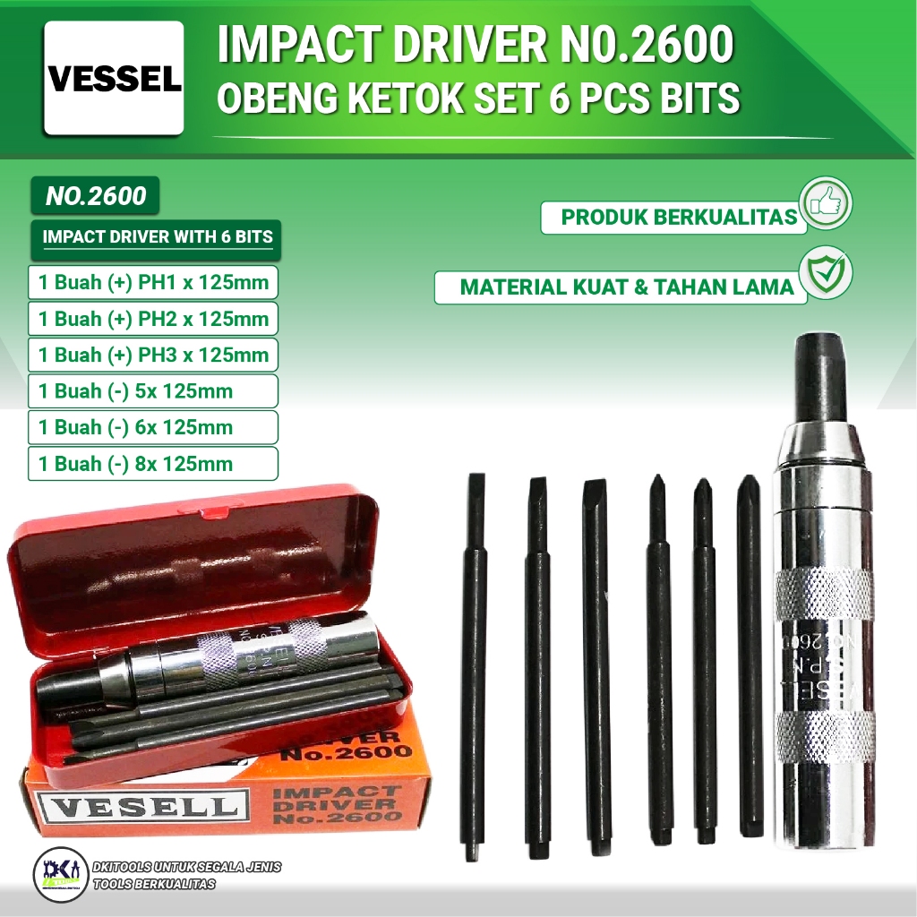 VESSEL Obeng Ketok Impact Driver Set No 2600