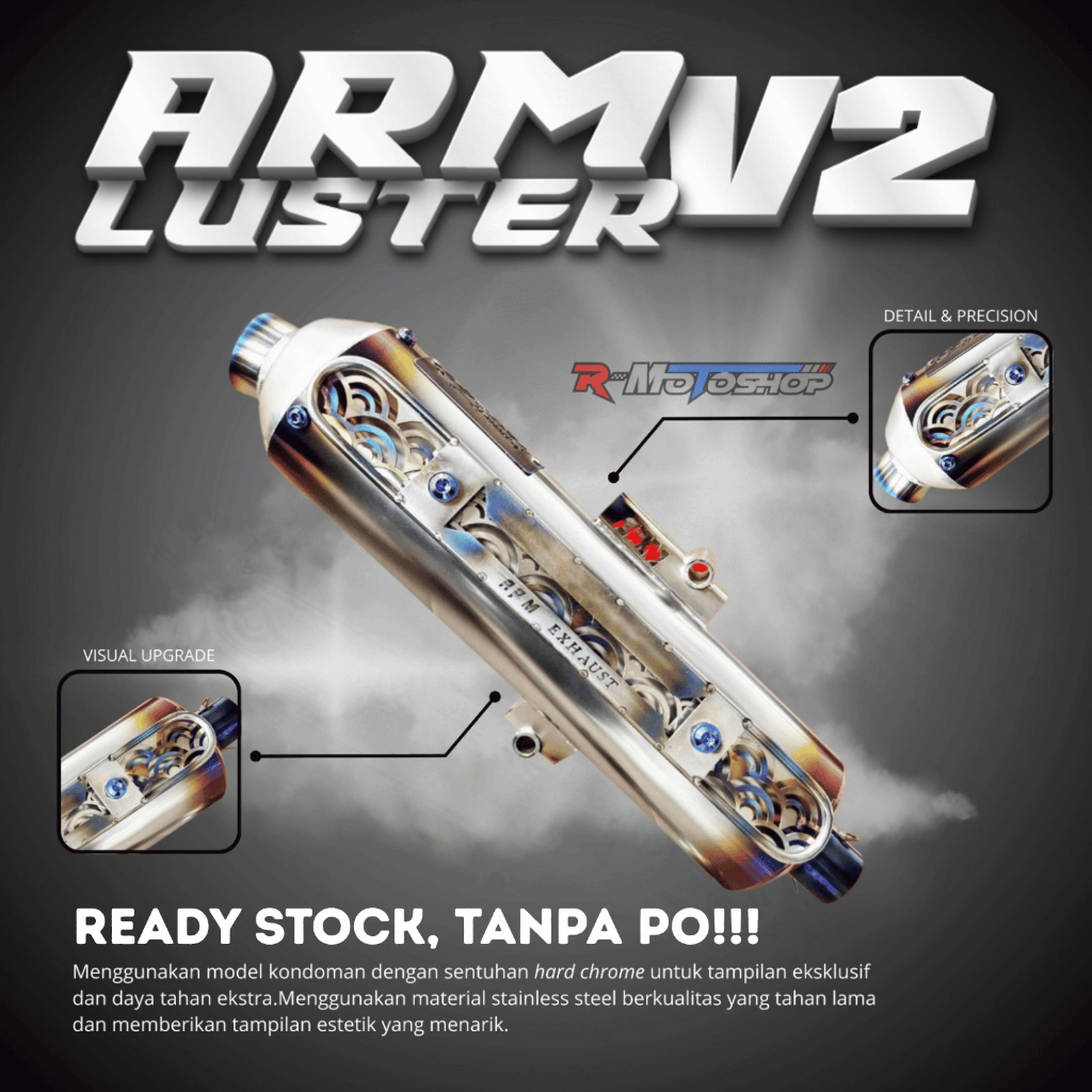R-Motoshop KNALPOT ARM LUSTER V2 VARIO,NMAX,AEROX READY STOCK,TANPA PO