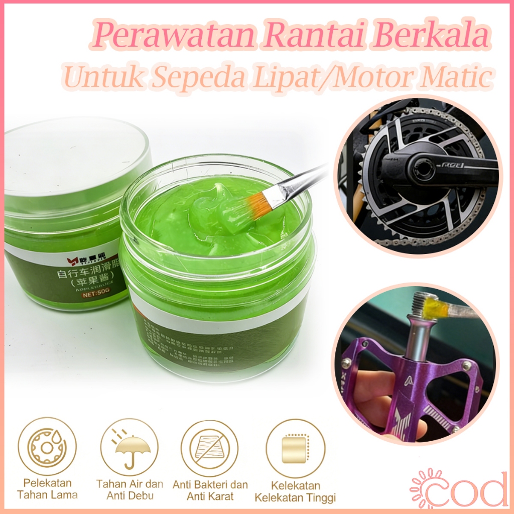 Grease Hijau 50gr Pelumas Bearing Sepeda MTB Motor Matic Perawatan Rantai Berkala Perbaikan Sepeda L