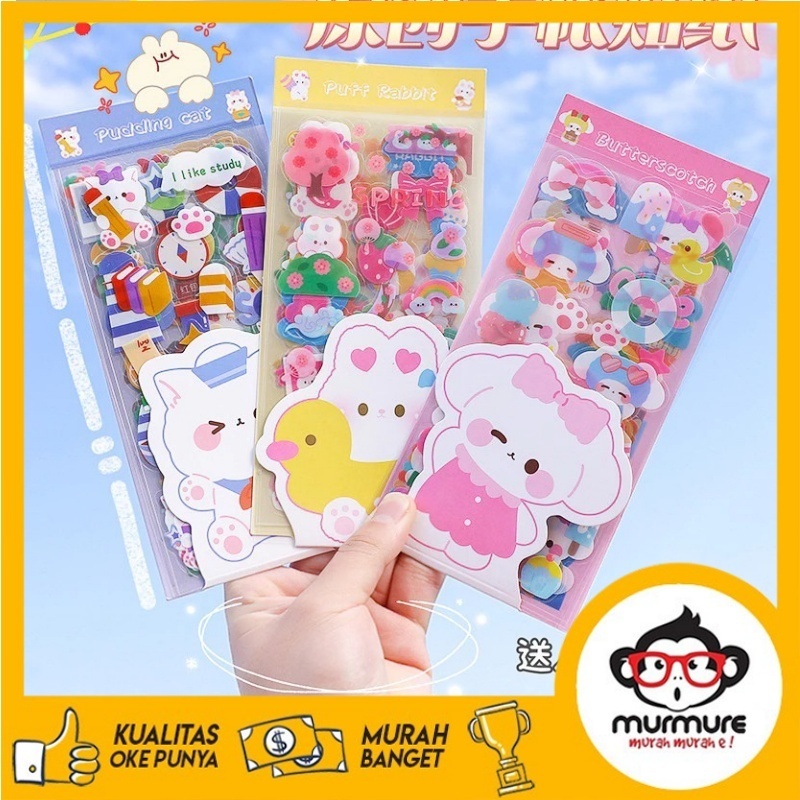 MURMURE | STICKER PVC AESTHETIC KOREA 10 LEMBAR ANIMAL RABBIT BEAR CUTE LUCU STIKER