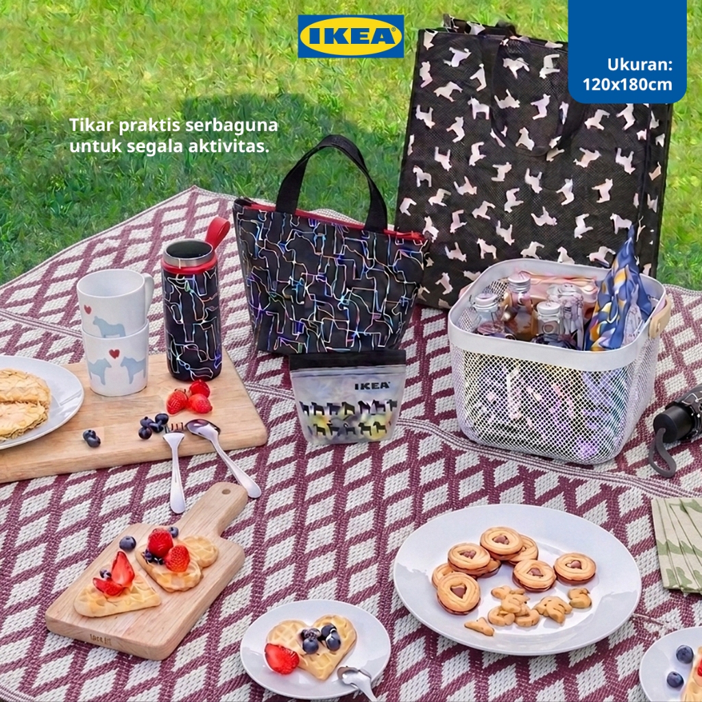 IKEA SWAN Tikar Serbaguna Motif Diamond Merah 120x180cm