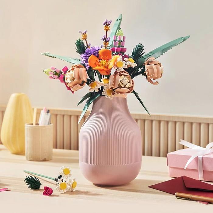 Bricks Buket Bunga Block Bunga Abadi Mainan DIY Dekorasi Rumah Hadiah Pacar Bricks Flower Bouquet Im