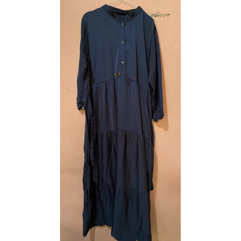 Terbaru Gamis umpak polos navy flowy