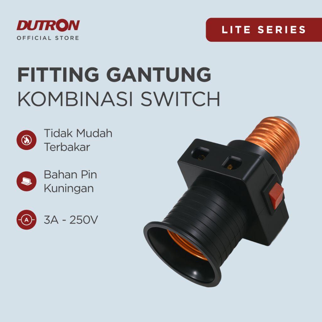 DUTRON Fitting Lampu Kombinasi + Saklar / Fitting Gantung Kombinasi Switch