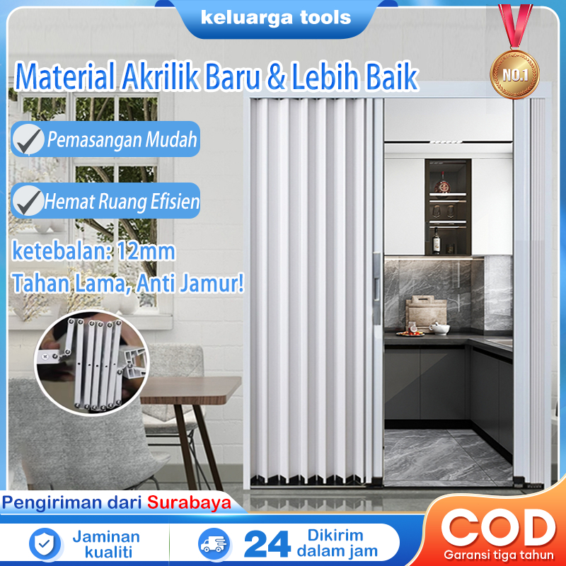 Reaim Pintu Lipat PVC Folding Door pintu kamar mandi pvc Geserpintu kamar tidur 80/90/120cm*200cm fo