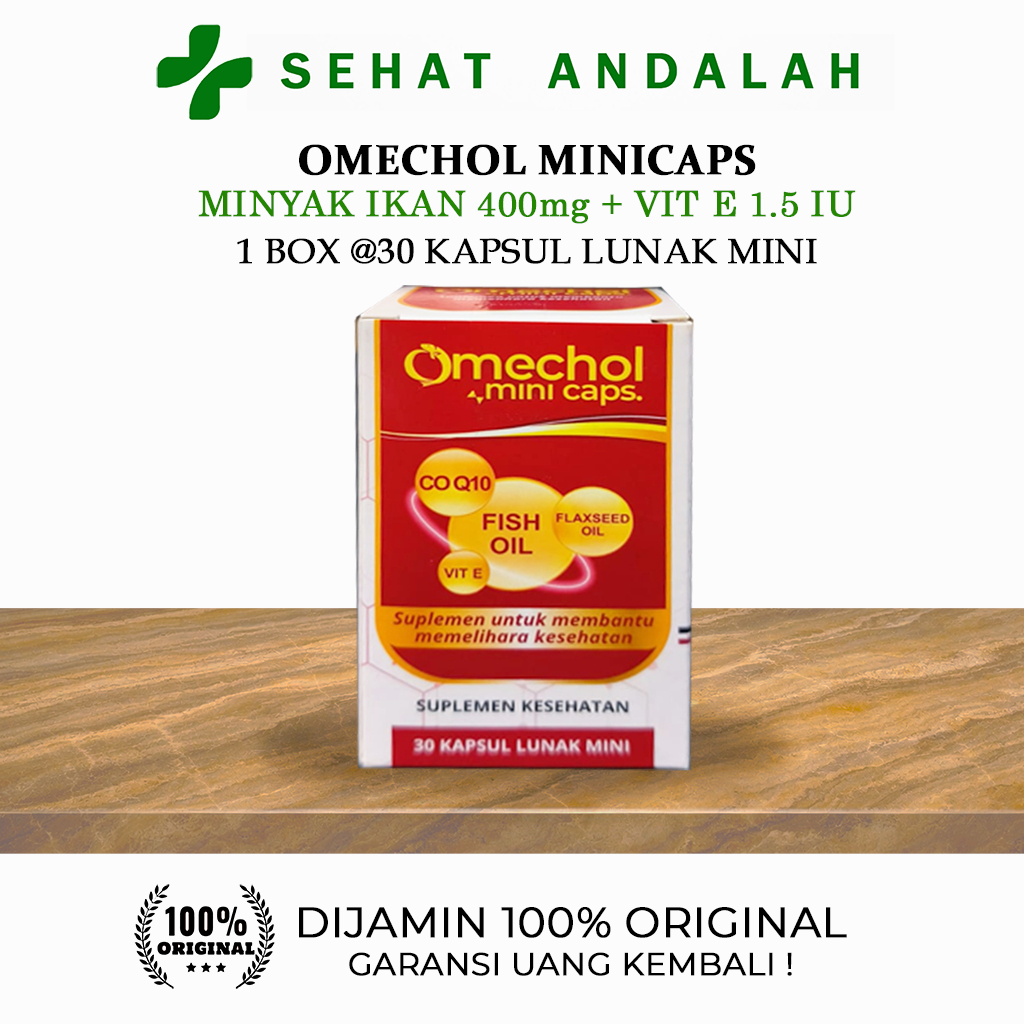 OMECHOL MINI CAPS (1 BOX/ 30 KAPSUL) MINYAK IKAN - SUPLEMEN KESEHATAN
