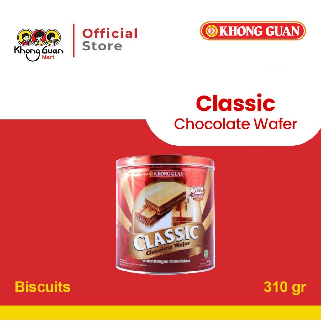 KHONG GUAN Wafer Classic Bulat Tin 310 Gram
