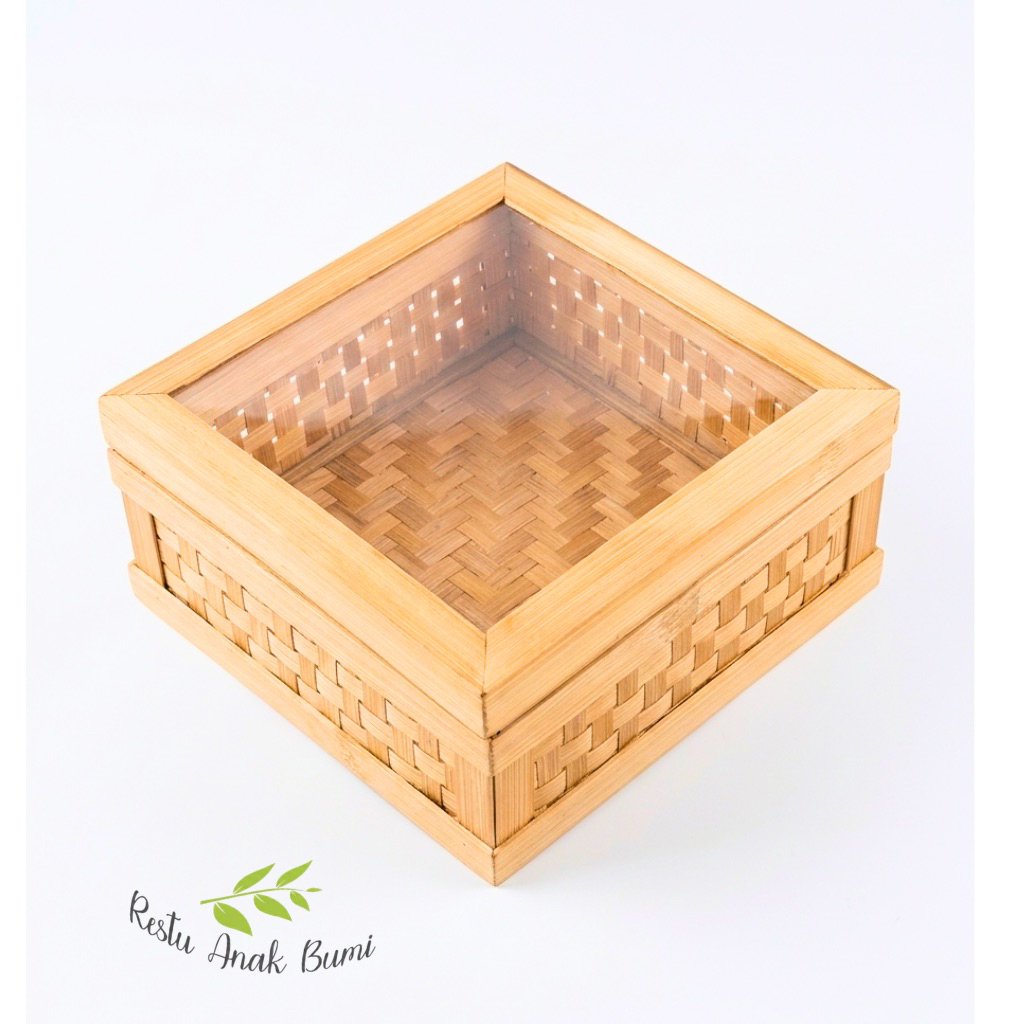 R25 Box kue wadah roti 25x25cm x 12cm rantang transparan tanpa cangking