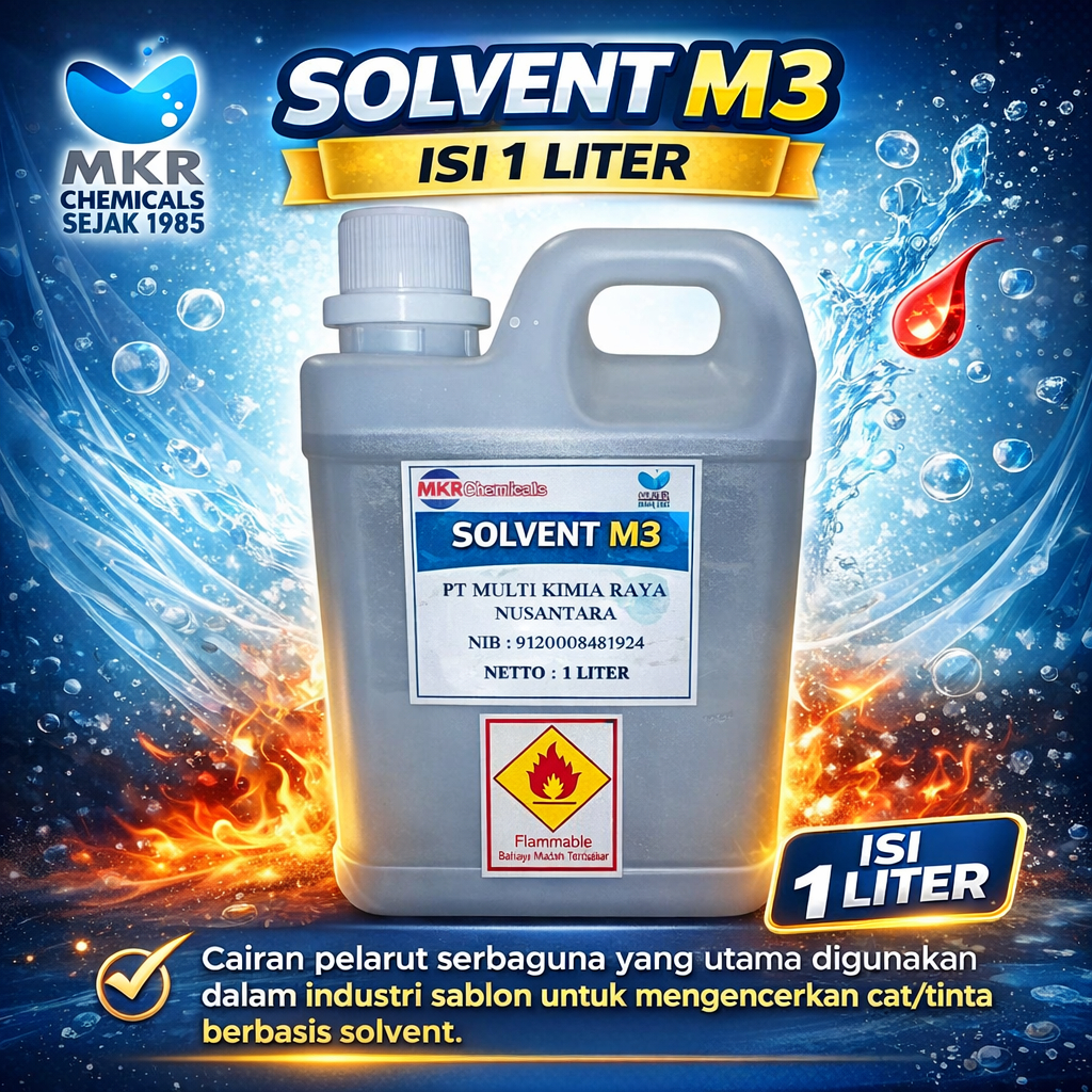 Solvent M3 1 Liter | Cairan Pelarut Sablon | Thinner Tinta Sablon | Pelarut Cat Berbasis Solvent