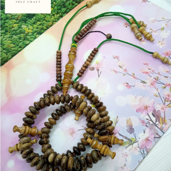 Tasbih tijani kayu gaharu wangi full benang rajut T36