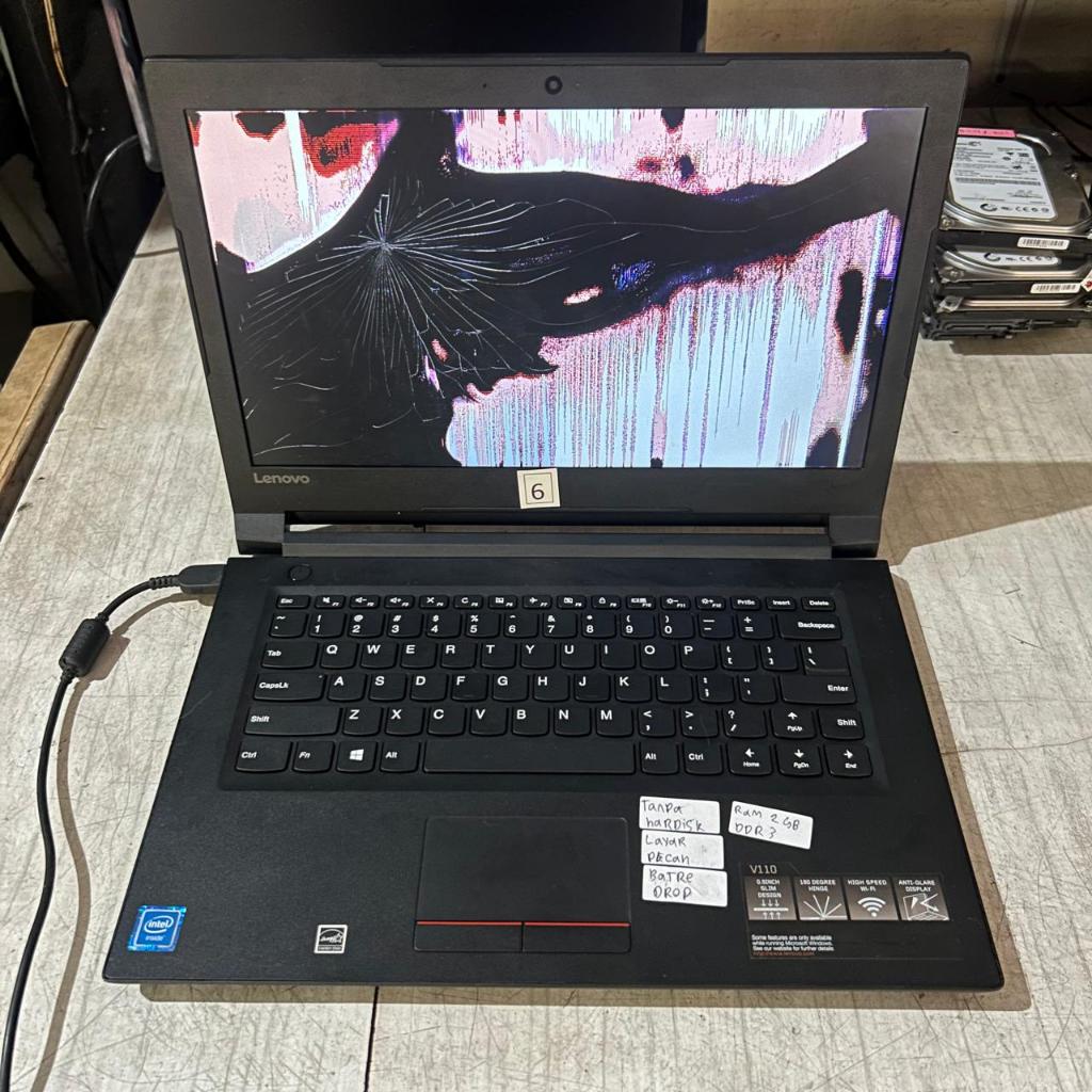 Laptop Lenovo V110 Intel Celeron N3350 RAM 2GB - Minus Layar Pecah