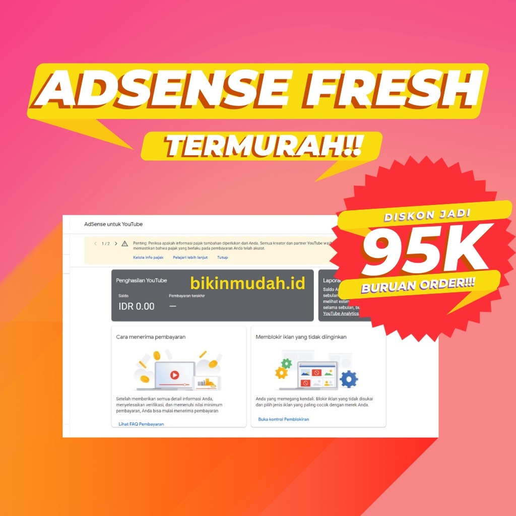 AKUN ADSENSE FRESH BELI 10 GRATIS 1 TERMURAH