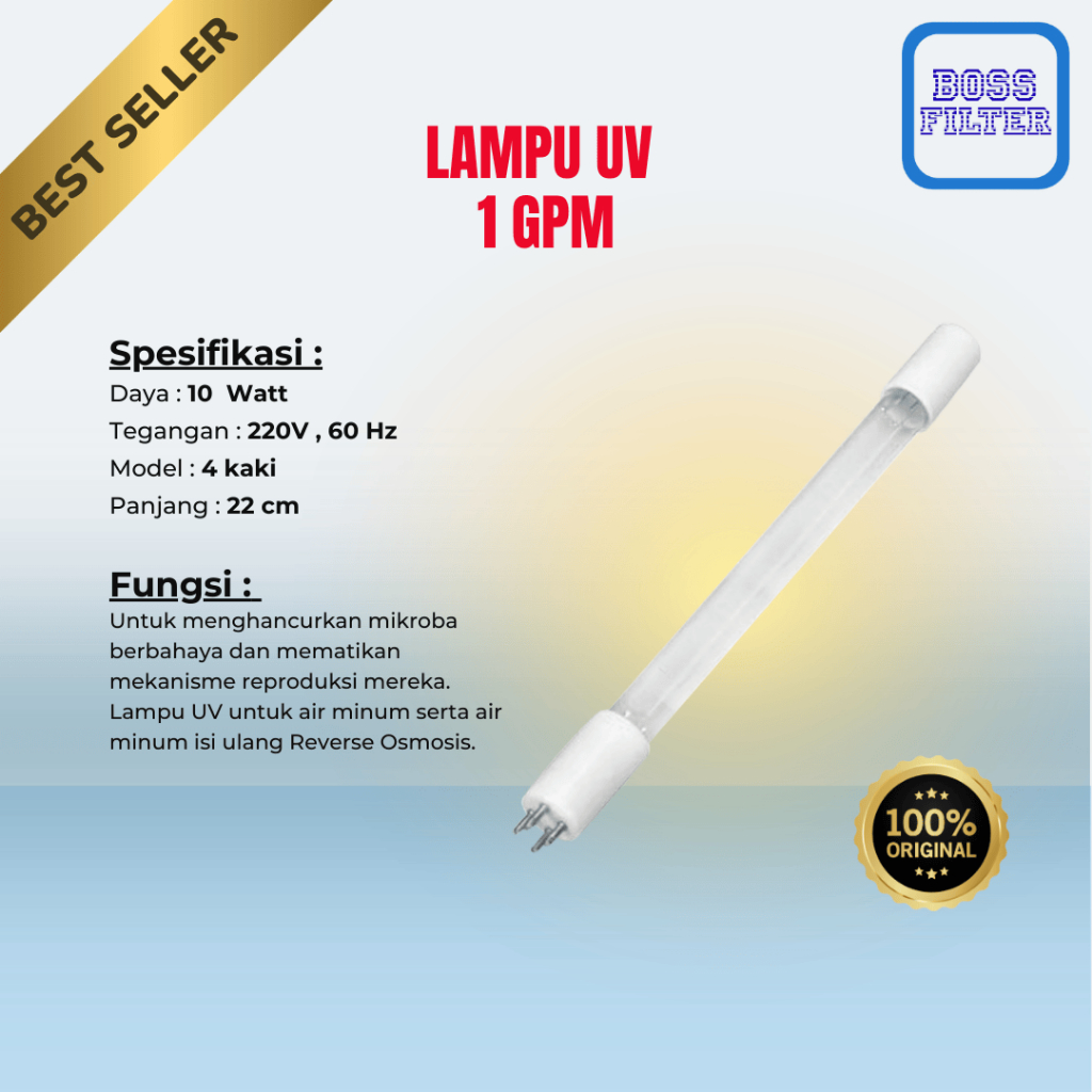 Lampu UV 1 GPM Standard Sterilisasi Air Minum Mesin RO Rumah Tangga Depot Isi Ulang UV