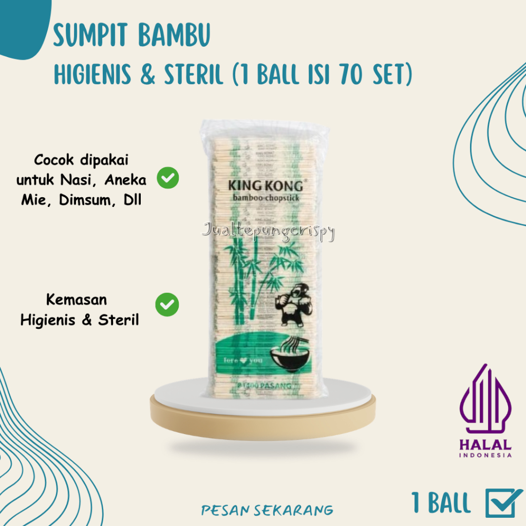 Sumpit Bambu 1 Ball 70 Pack | 20 Pasang Per Pack / Sumpit Bambu Higienis Steril