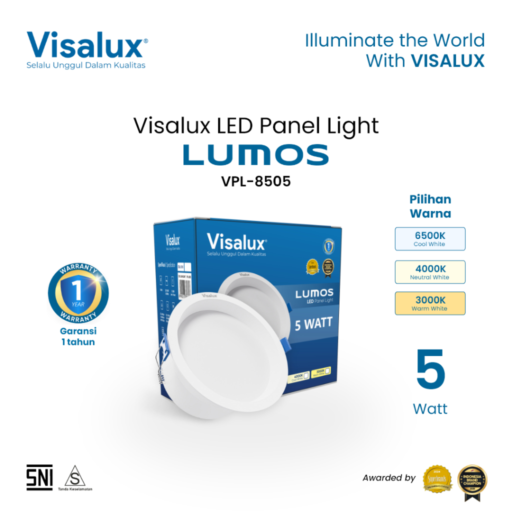 Visalux Lumos LED Panel Light Inbow 5W 3 Inch Round - Lampu Plafon Rumah Downlight Bulat