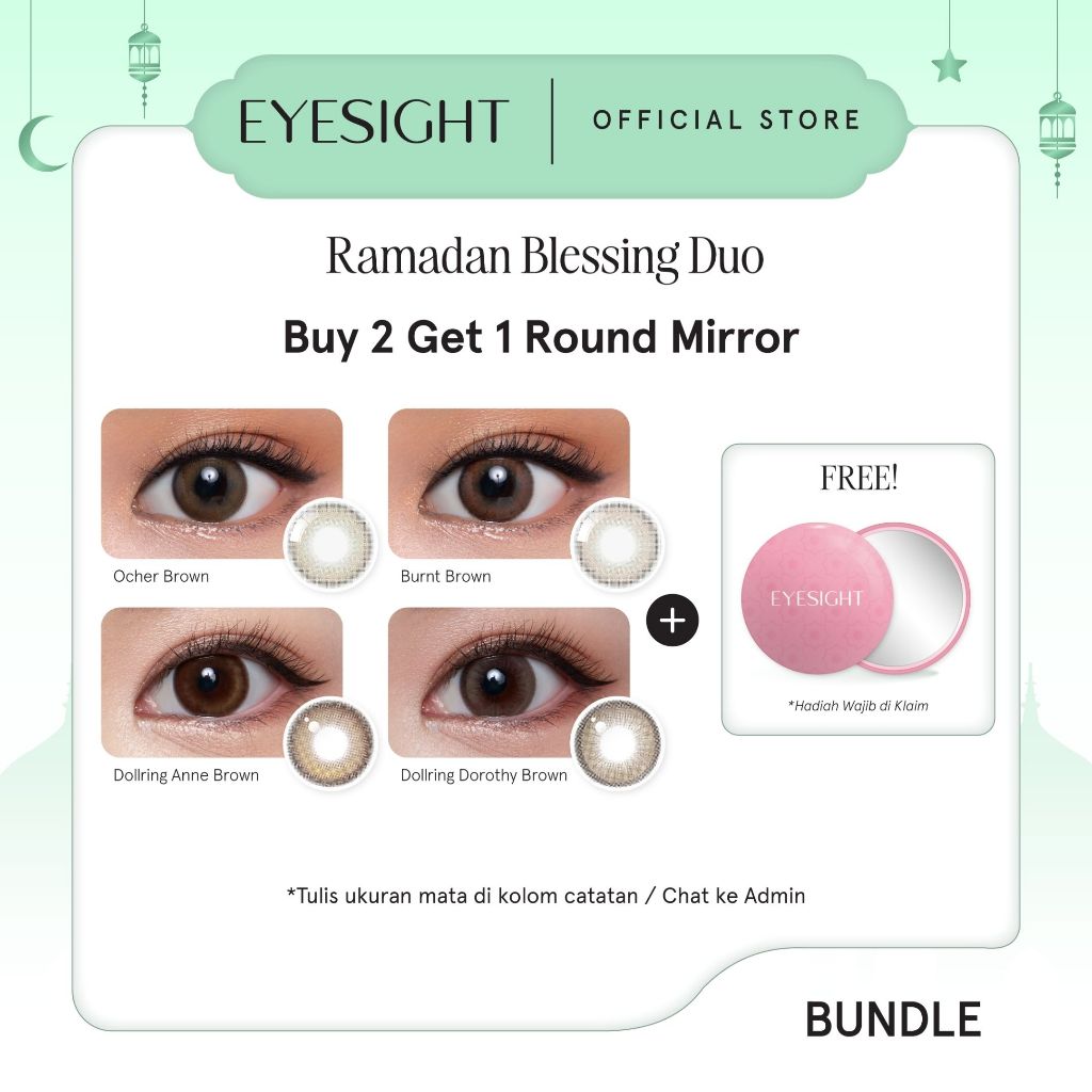 [BIG RAMADAN SALE] [BUNDLE 2 PAIRS] EYESIGHT LENSES Softlens Eyesm | Ocher Brown / Burnt Brown / Dol