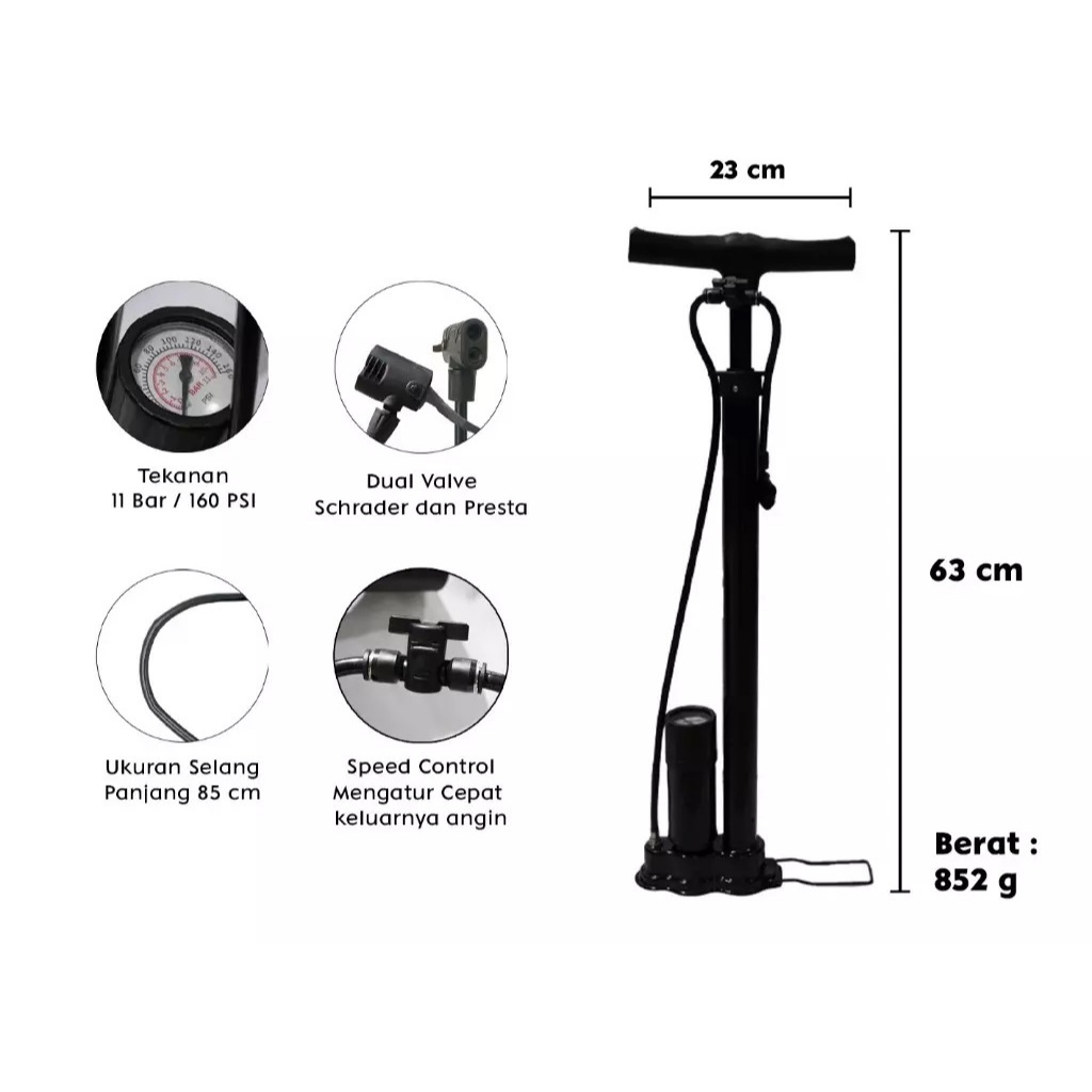 Pompa Angin Sepeda Motor Mobil High Pressure Pompa Angin Portable Besar atau Kecil