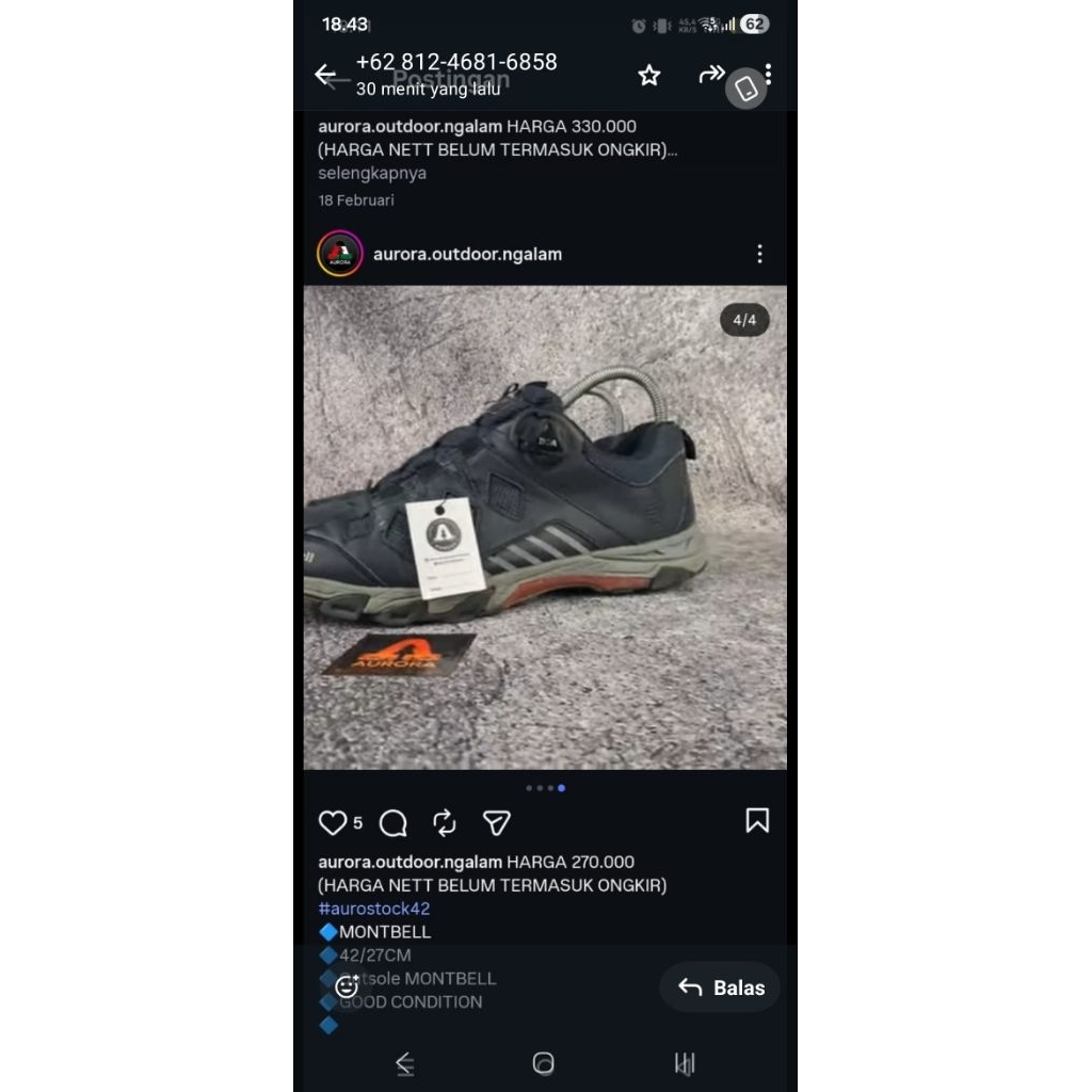 sepatu montbell second