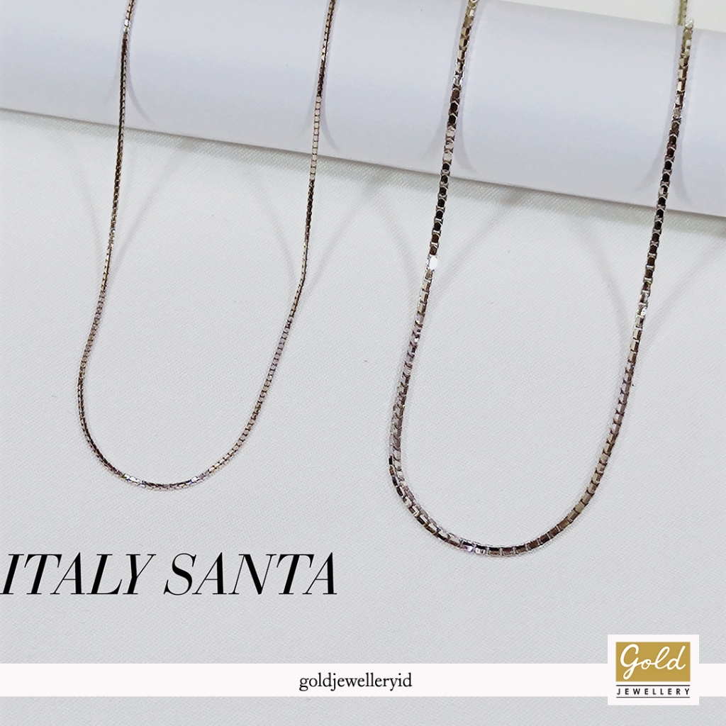 Kalung emas putih 750 17k model italy santa part 2