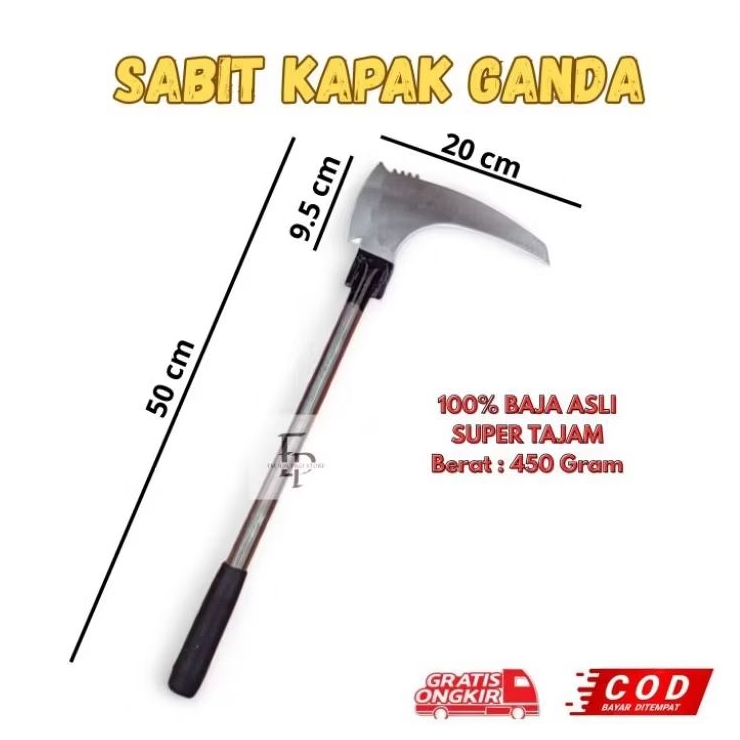 (50 CM) Sabit Kapak Ganda Pemangkas Multifungsi BAJA - Pemotong Rumput - Pemotong Ranting Pohon - Al