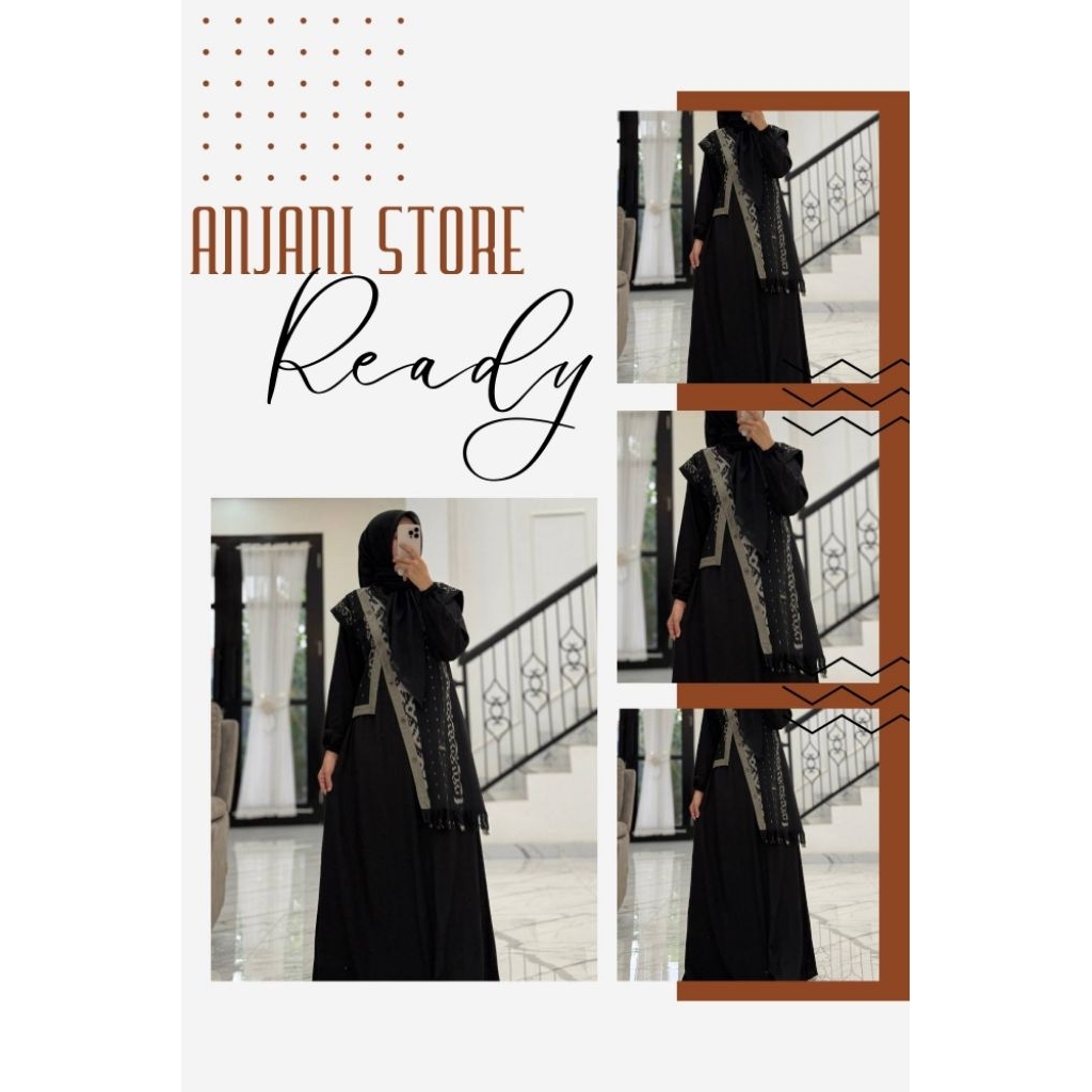 ANJANI STORE ORIGINAL TERBARU GAMIS TWILL ETNIK HITAM KANCING