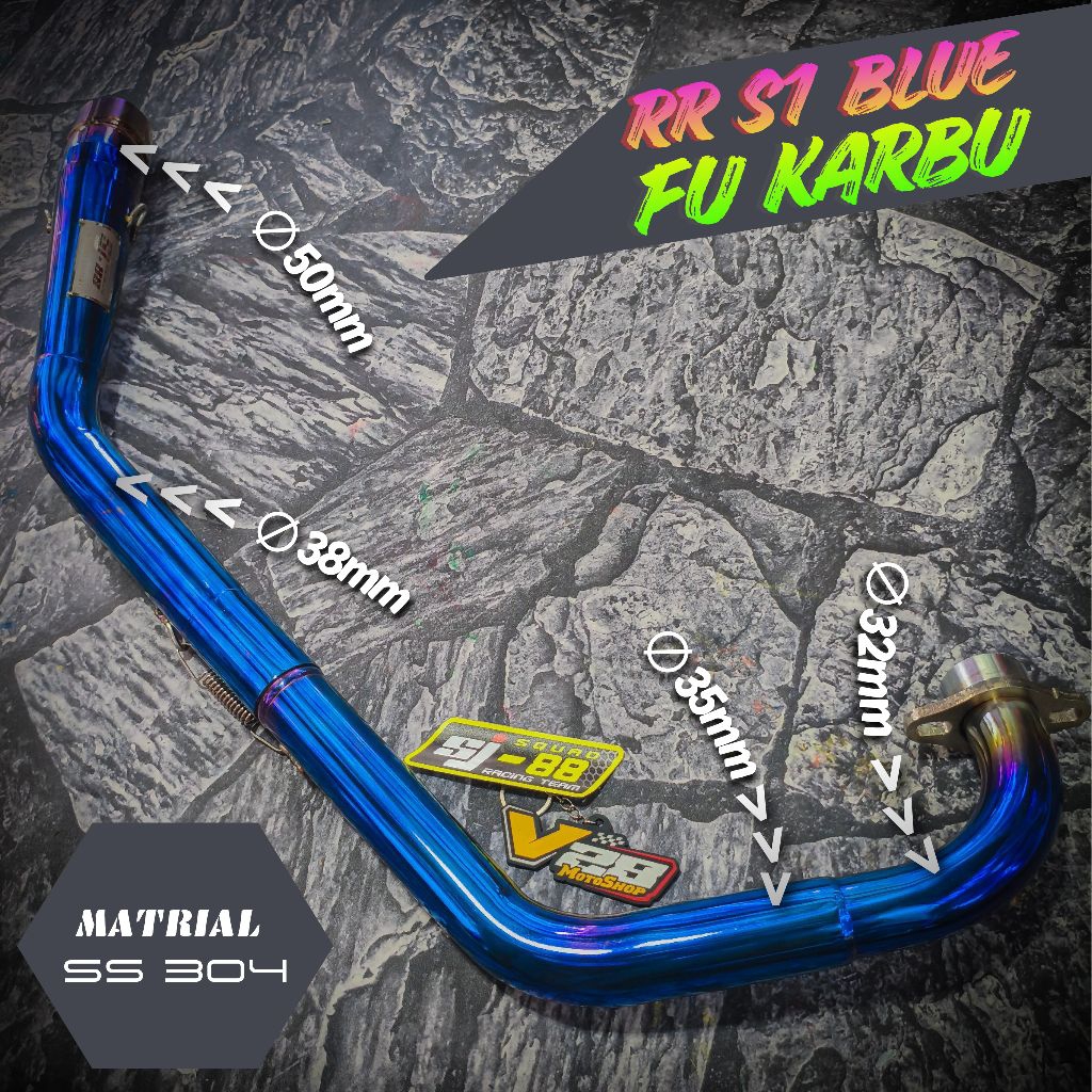 Knalpot SJ88 HEADER Only RR S1 Blue Violet Blue Gold SATRIA FU KARBU Pipa Leheran Ngacung Ceng Roadr