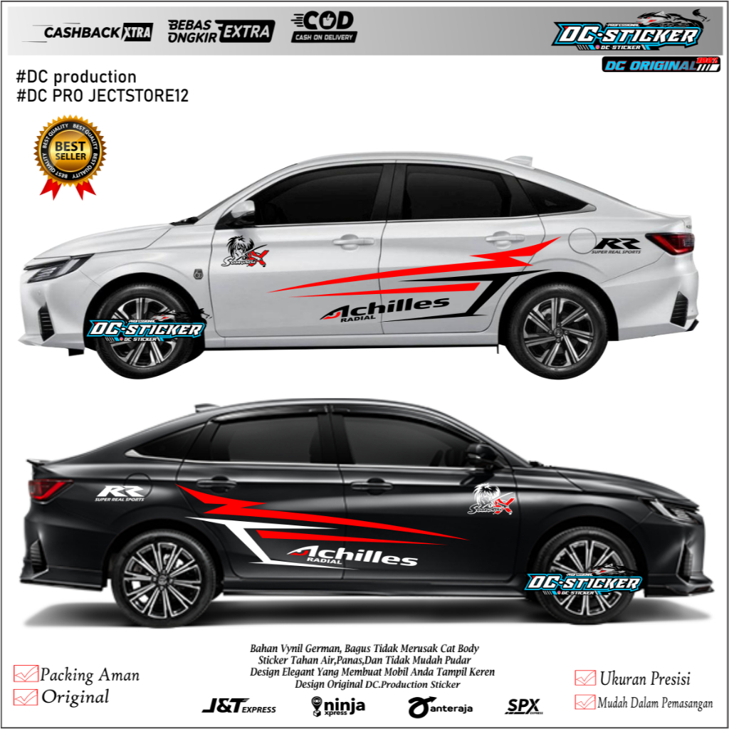 Stiker Mobil Sedan ARCHILES VIOS Stiker Mobil Sedan CIVIC Sedan COROLLA Semua Mobil Sedan
