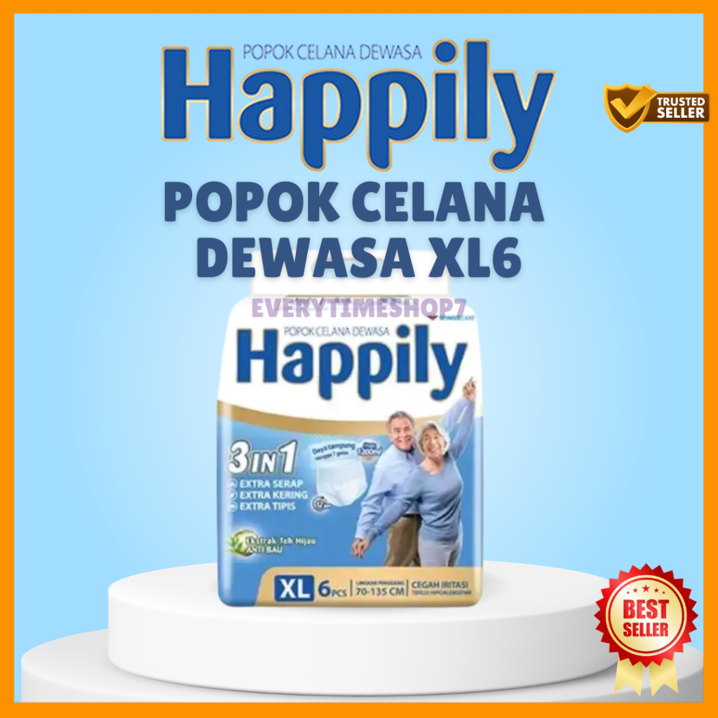Happily Popok Celana Dewasa XL6 – Pampers Dewasa Anti Bocor untuk Lansia / Orang Tua