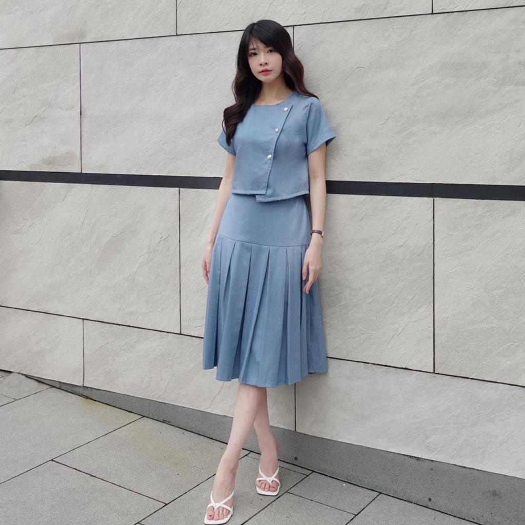 YASUI - Mowi Denim Set | Setelan Atasan Rok Denim Wanita | Setelan Denim Premium